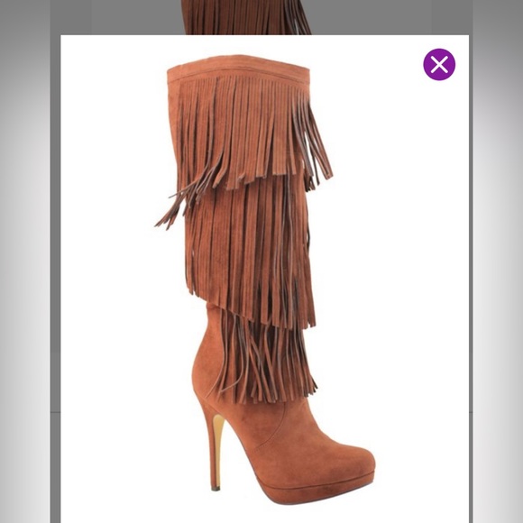 Shoes - Knee high fringed boot